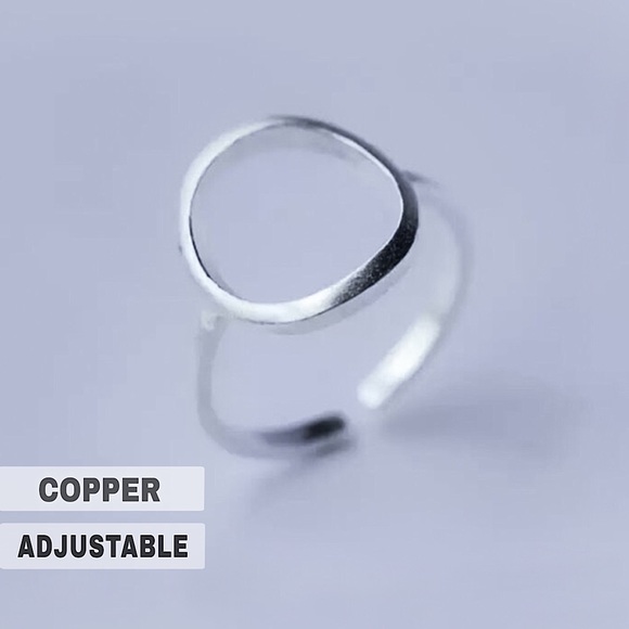 🔵𝟲𝟱%𝗢𝗙𝗙 𝗯𝘂𝗻𝗱𝗹𝗲𝘀 𝟯+🔵 NEW Silver Circle Minimalist Adjustable Ring - Picture 1 of 10
